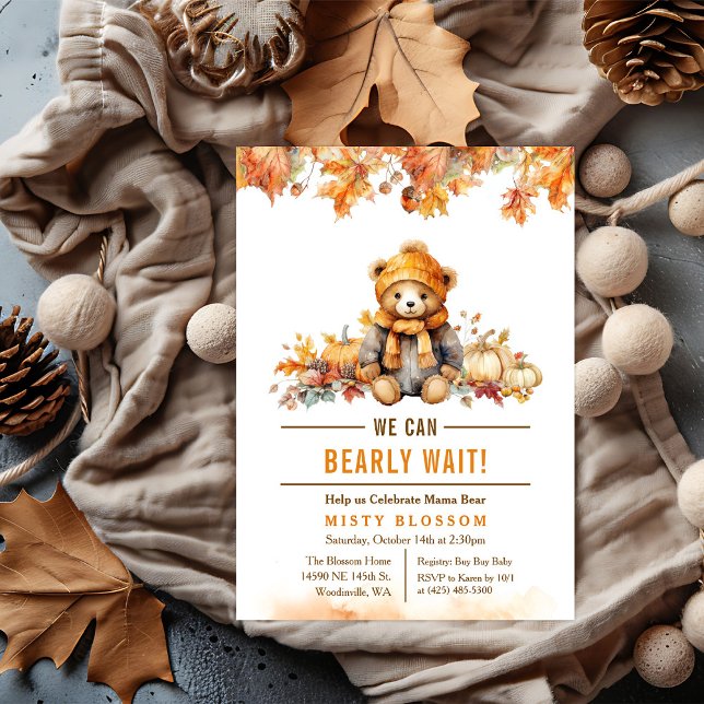 Otoño Teddy Bear Invitación a Baby Shower (Subido por el creador)