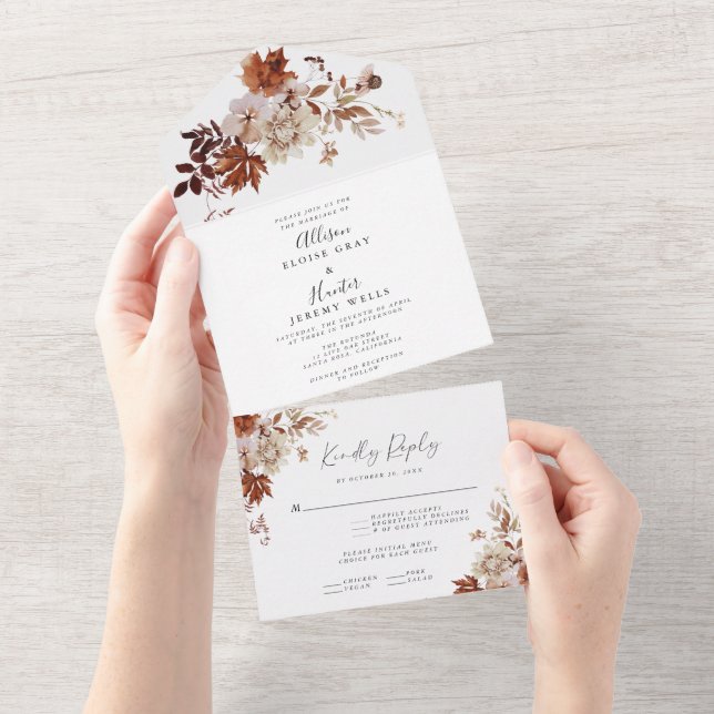 Otoño Todo En Una Invitación De Boda (desgarro)