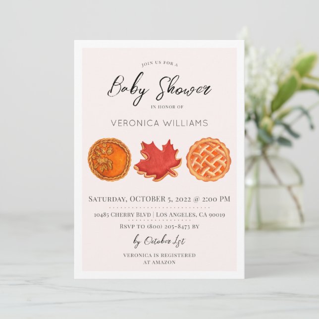 Otoño Trata Invitación Baby Shower (Anverso de pie)