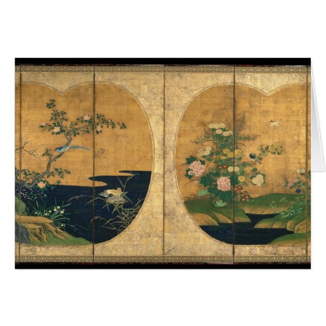 Otoño y flores y pájaros del invierno (Anverso (Horizontal))