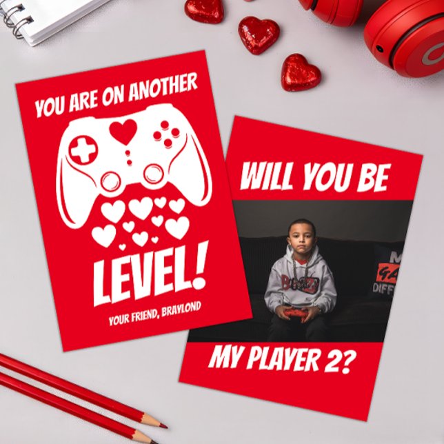 Otra tarjeta de Día de San Valentín de videojuegos (Video Game Kids Photo Valentines Day Card)