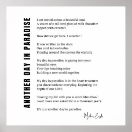 Otro día en el paraíso poema arte en la pared blan