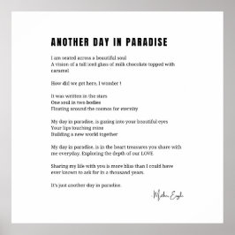 Otro día en el paraíso poema arte en la pared blan