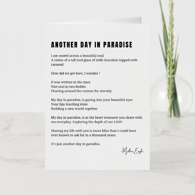 Otro día en el paraíso poema blanco negro (Anverso)
