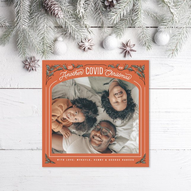 Otro Navidad de COVID Holly Photo Holiday Card (Subido por el creador)