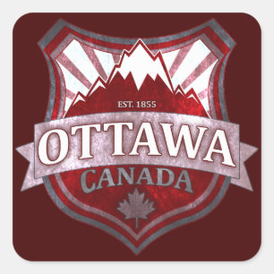 Ottawa Canadá pegatinas cuadrados de escudo de gru