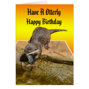 Otter Comer Pescado Sabroso, Tarjeta De Cumpleaños