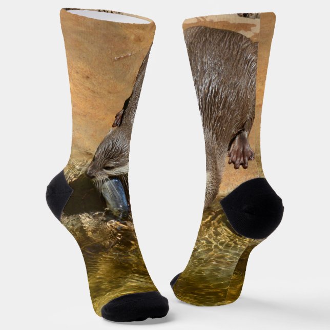 Otter Comiendo Un Pescado, Calcetines De Tripulaci (Angular)