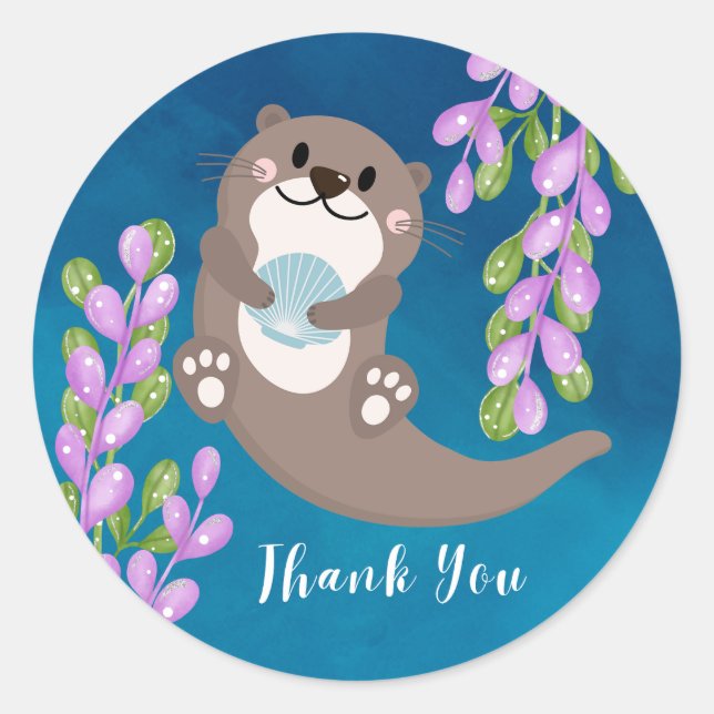 Otter Gracias Pegatina (Anverso)