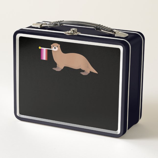 Otter Lovers | Otter Lesbian Flag Cutting Rainbow (Anverso)