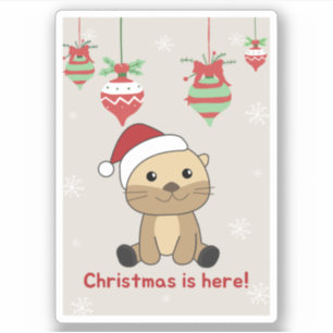 Otter Navidades Nieve Pegatina de animales de invi