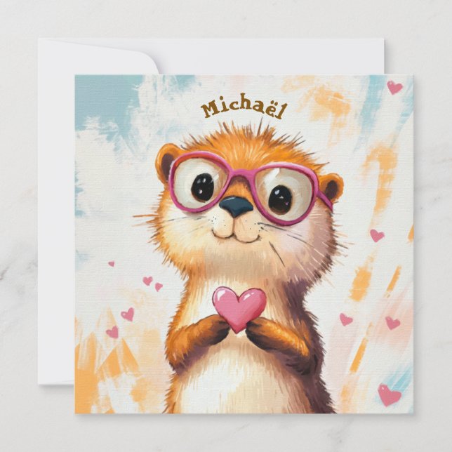 Otter Valentine's Day Heart Kids School  (Anverso)