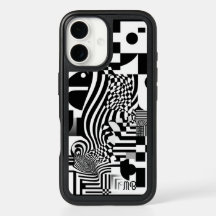 OtterBox: Moderno Abstracto Geométrico Blanco Negr