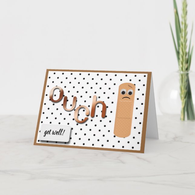 "ouch" triste bandaid consigue tarjeta de buena ca (Anverso)