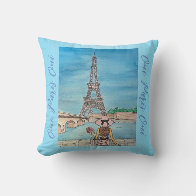 Oui Paris Cojín decorativo Azul Mujeres Viajeras (Anverso)