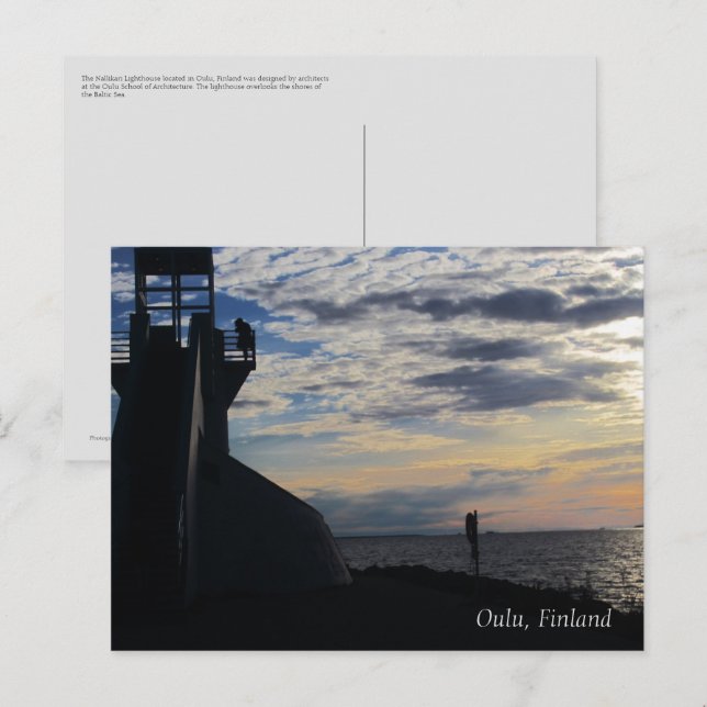 Oulu Finlandia: Postal de faro de la playa de Nall (Anverso / Reverso)