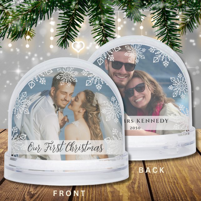 Our First Christmas Newlywed 2 Photo Snowflake   (Subido por el creador)