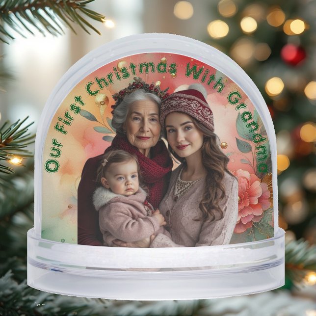 Our First Christmas with Grandma Cute Family Photo (Our First Christmas with Grandma Cute Family Photo Snow Globe)