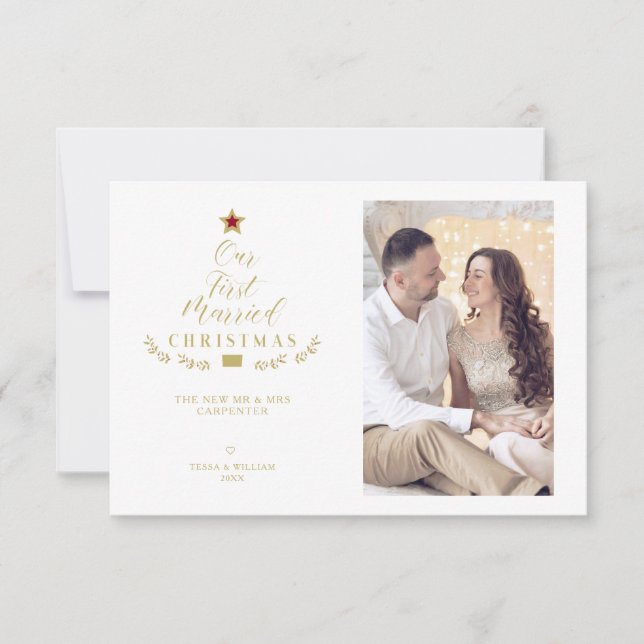 Our First Married Christmas Quote Newlyweds Photo (Anverso)