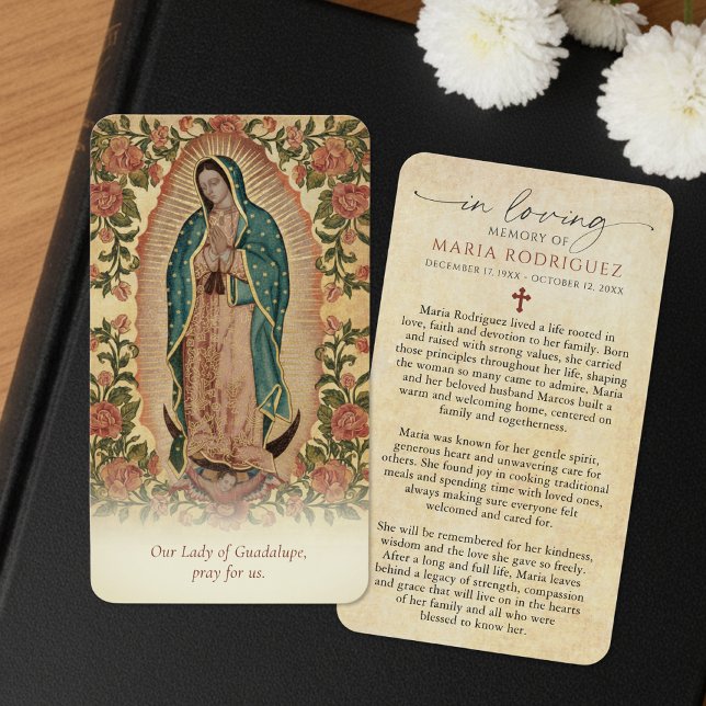 Our Lady of Guadalupe Floral Memorial Prayer Cards (Subido por el creador)