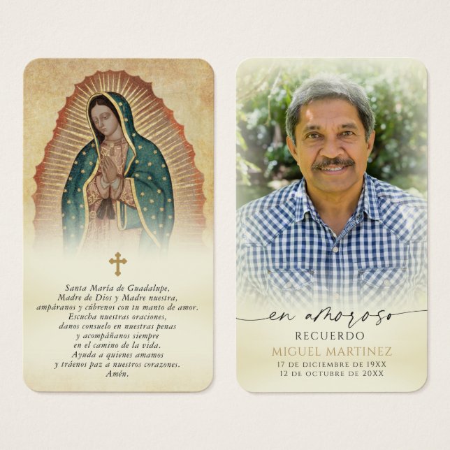Our Lady of Guadalupe Funeral Spanish Prayer Cards (Anverso y reverso)