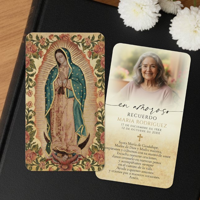 Our Lady of Guadalupe Photo Spanish Memorial Cards (Subido por el creador)
