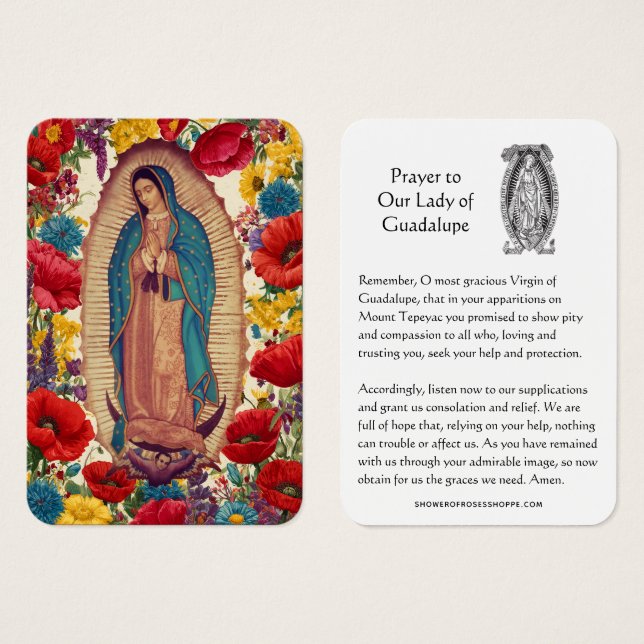 Our Lady of Guadalupe Prayer Holy Card (Anverso y reverso)