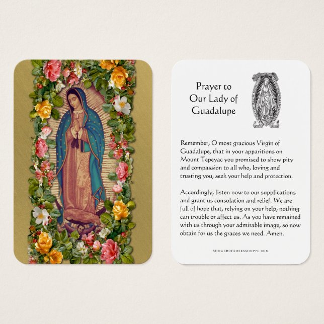 Our Lady of Guadalupe Prayer Holy Card (Anverso y reverso)