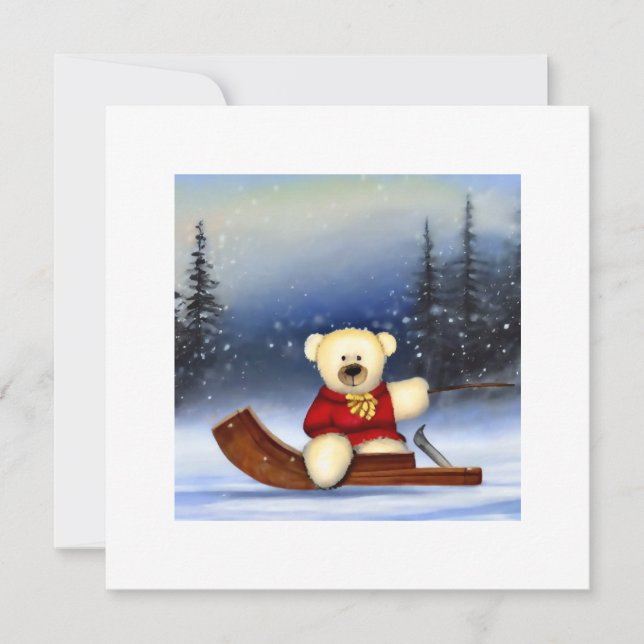 Ourson sur une luge dans la neige (Anverso)