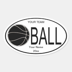 Oval Basketball Pegatina blanco y negro