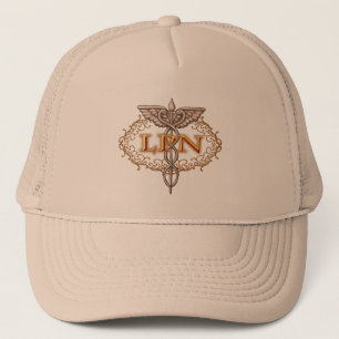 Oval Copper Caduceus LPN Gorra de Enfermeras