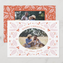 Oval de Bayas Vintage de Navidad Foto | Rojo Brill