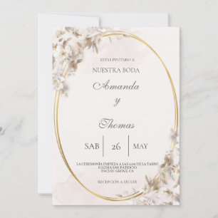 Oval en forma de novia floral blanca Invitación