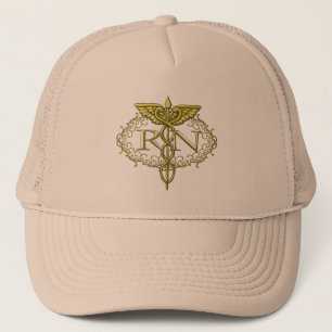 Oval Gold Caduceus RN gorra de Enfermeras