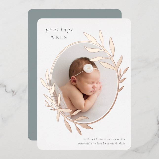 Oval Laurel | Anuncio de nacimiento de Relieve met (Anverso/Reverso)