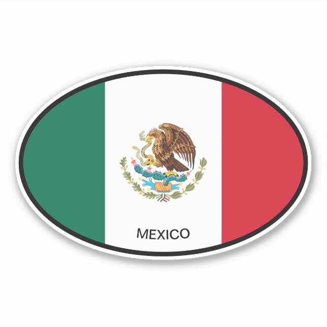 Oval Mexico bandera vinil pegatina para auto y más (Anverso)