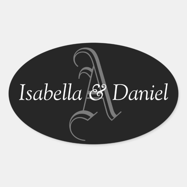 Oval Monograma A Boda Favor Pegatinas Selladores N (Anverso)