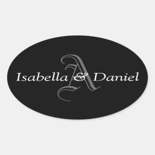 Oval Monograma A Boda Favor Pegatinas Selladores N