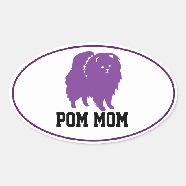 Oval Pegatina - Pom Mom (Anverso)