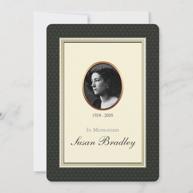 Oval Photo Area 3 Invitación Funeral Tradicional (Anverso)