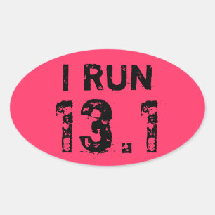 Oval Pink I Run 13.1 Pegatina