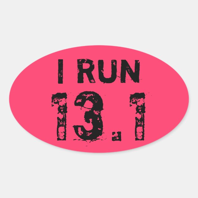 Oval Pink I Run 13.1 Pegatina (Anverso)