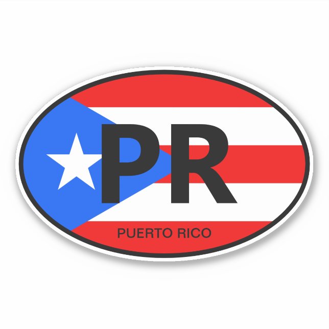 Oval Puerto Rico bandera vinil pegatina para auto  (Anverso)