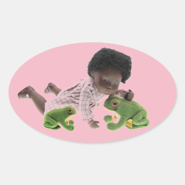 Ovalada 519 Sasha Cara Black bebé pegatina (Anverso)