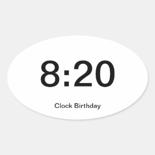 Ovalada 8:20 del pegatina del cumpleaños del reloj