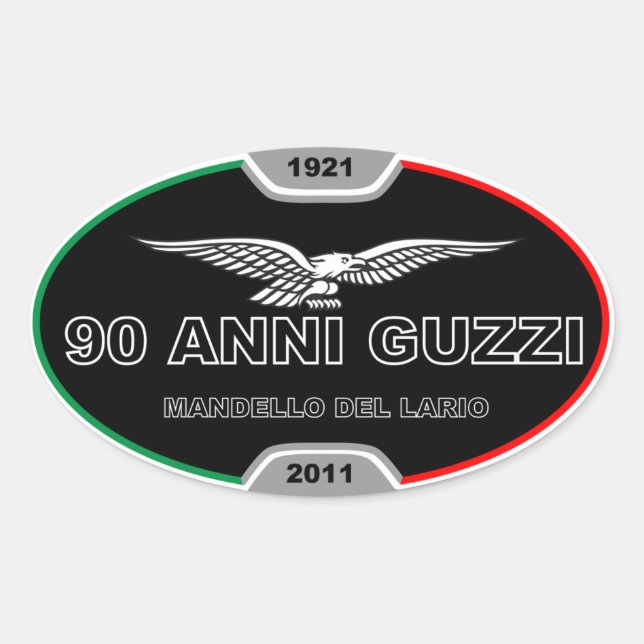 Ovalada 90 Anni Guzzi Pegatina (Anverso)
