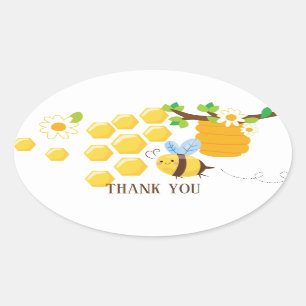 Ovalada abeja, abeja miel, peine de miel, pegatina de abej
