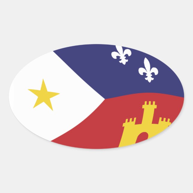 Ovalada Acadiana Flag Pegatina (Anverso)