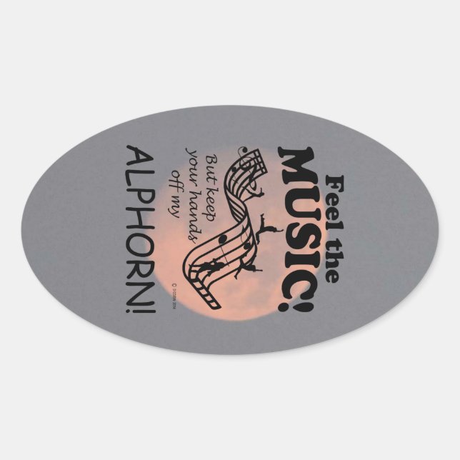 Ovalada Alphorn Siente El Pegatina Del Oval De La Música (Anverso)