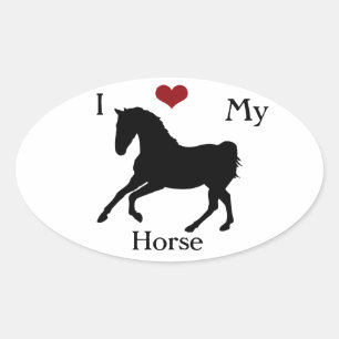 Ovalada Amo A Mi Pegatina De Oval De Caballo #1